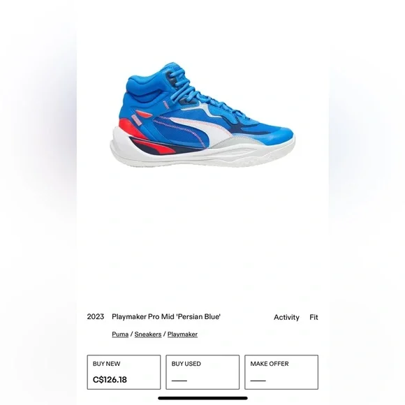 Puma Playmaker Pro Mid Persian Blue Athletic Shoes - Picture 4 of 4